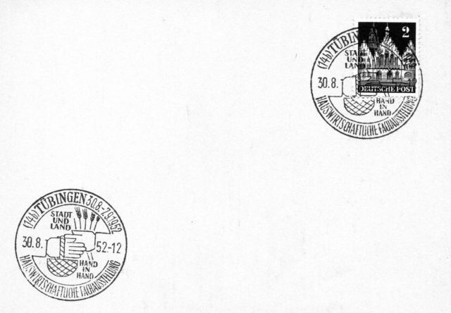 Datei:Briefmarken-Sonderstempel Tübingen 1952 Hauswirtschaftliche Ausstellung.jpg