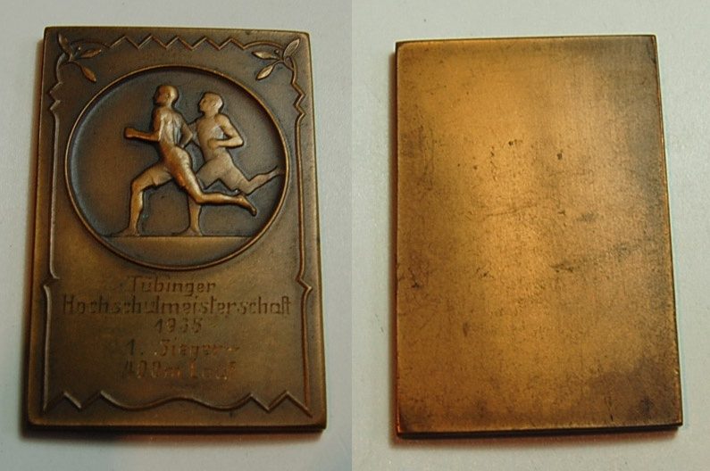 Datei:Bronze Plakette Tübinger Hochschulmeisterschaft 1935.jpg