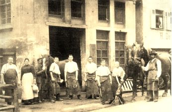 Die Schmiede Beutter in der Ammergasse vor 1914