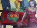 "Am roten Tisch" Gemälde des Rottenburger Künstlers Michael Plaetschke