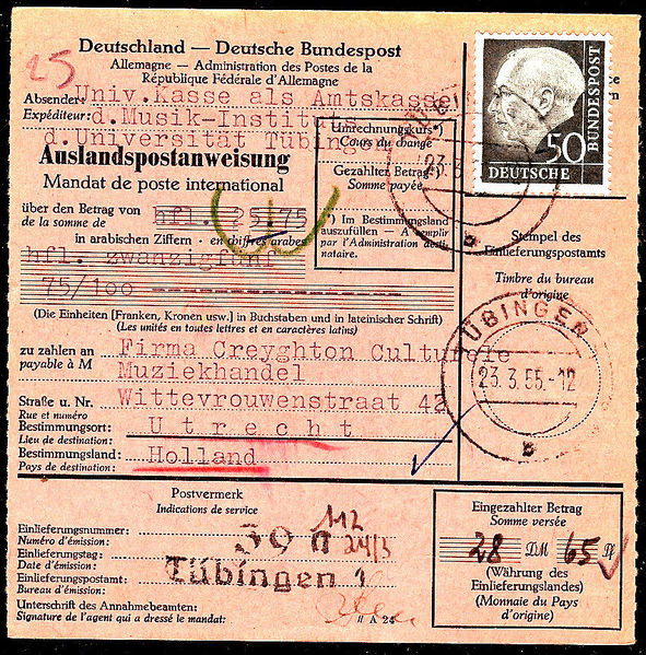 Datei:Auslandspostanweisung aus Tübingen von 1955.JPG