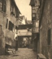 Alte Bebauung am Nonnenhaus, Foto um 1920, heute Blick vom Nonnenmarkt Richtung Westen