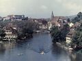 Lage der Jugendherberge rechts am Neckar - links das Casino (Foto 1953)
