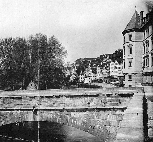 Datei:Sinner Alte Neckarbrücke um 1890.jpg