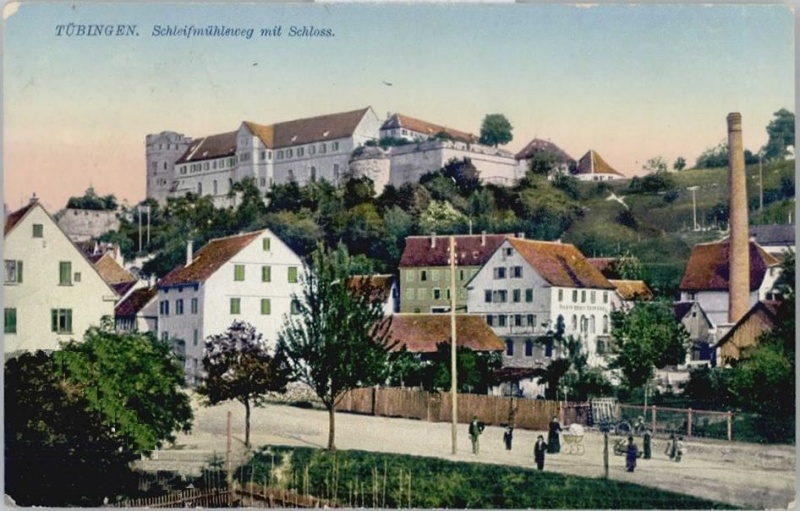 Datei:Schleifmühleweg Tübingen handkoloriert.jpg