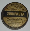 Alte Blechdose Dr Schmidt'sche Apotheke Tübingen - Zinkpasta - 1920er Jahre.JPG