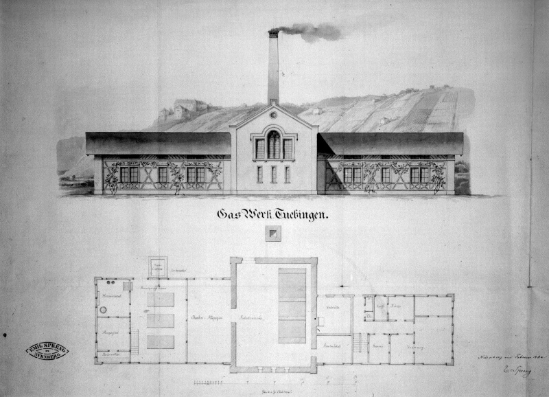 Datei:Gaswerk Reutlinger Straße Zeichnung 1862.jpg