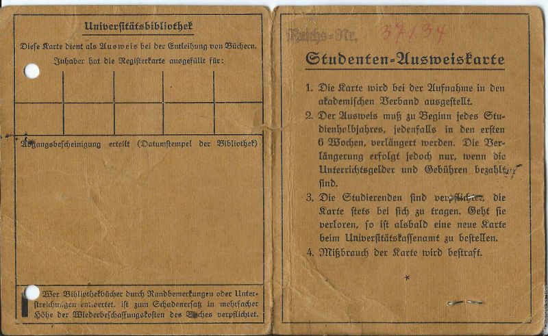 Datei:Studentenausweis Zahnheilkunde 1933 Uni Tübingen - Rückseite.JPG